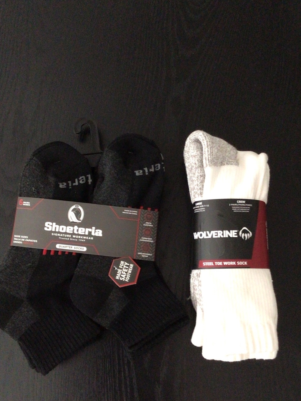 Shoetoria & Wolverine Men's Pack - Black and White Work Socks
